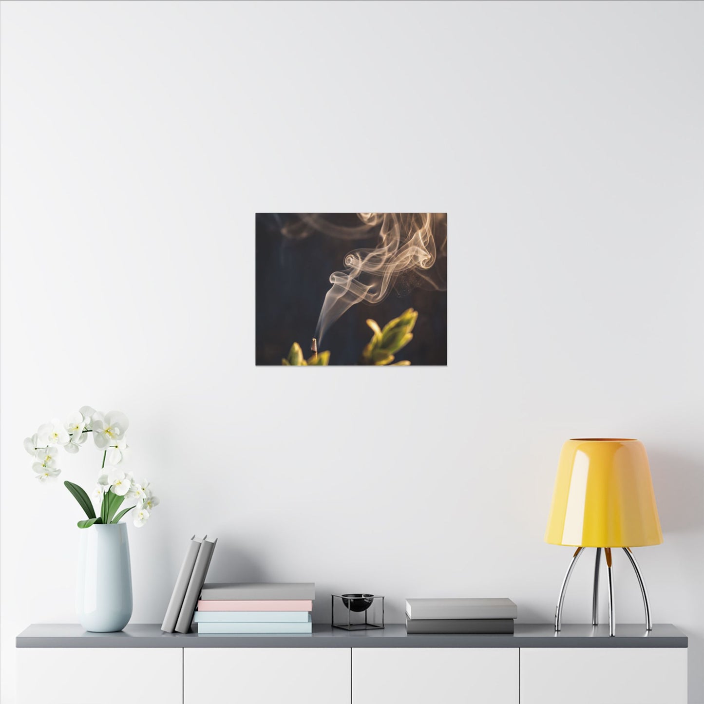 Golden Hour Incense Smoke Canvas Art - Dark Japandi Kanso