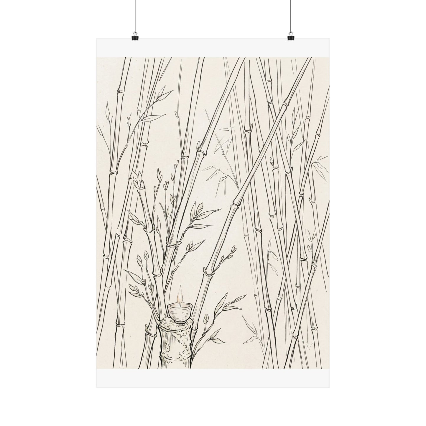 Bamboo Grove Wall Art Print | Spring Japandi Minimal Line Art