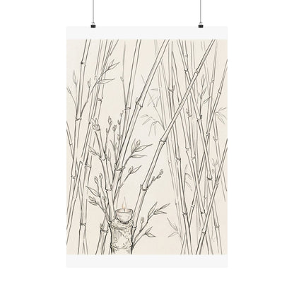 Bamboo Grove Wall Art Print | Spring Japandi Minimal Line Art