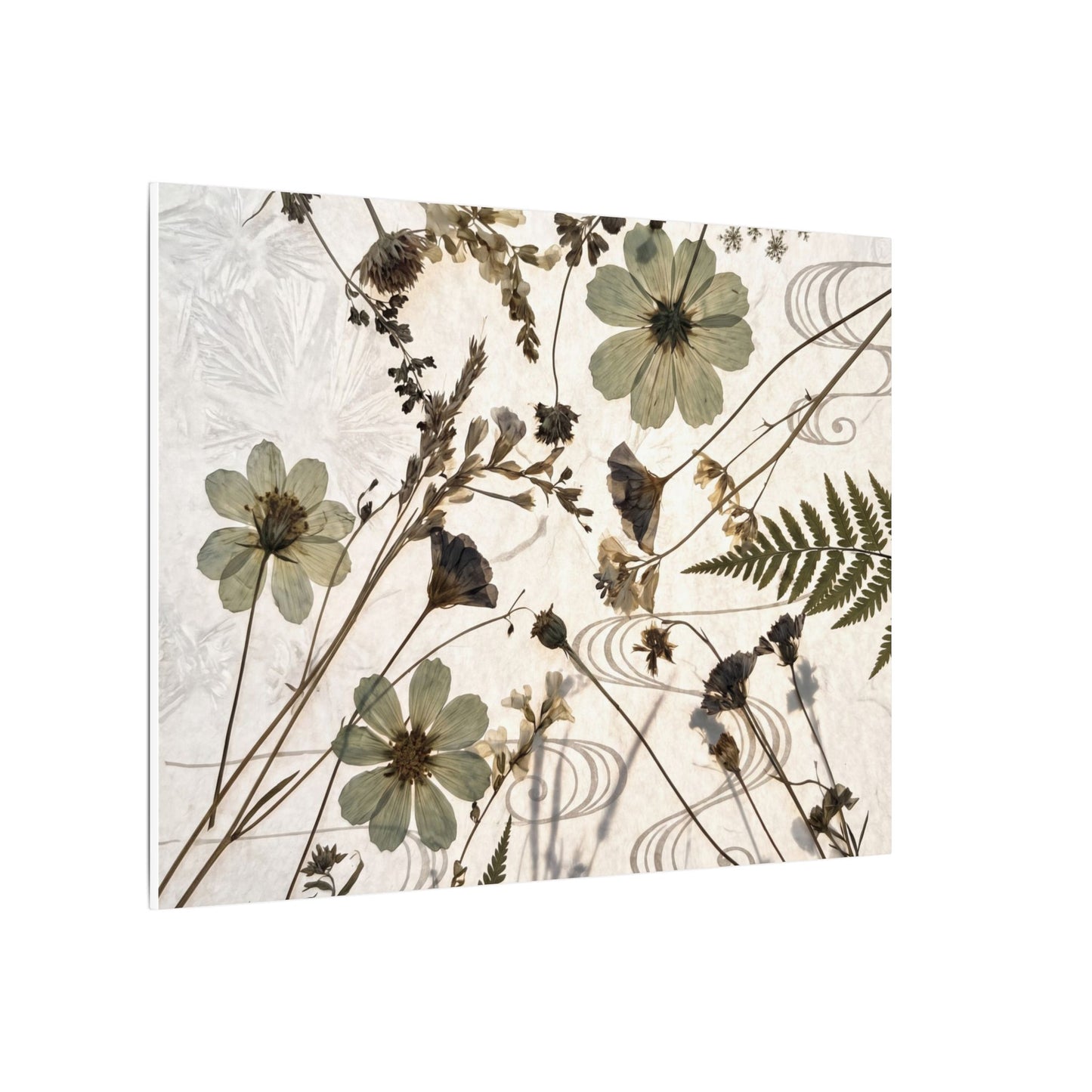 Japandi Dried Flowers in Golden Hour | Japanese Pattern Canvas Art