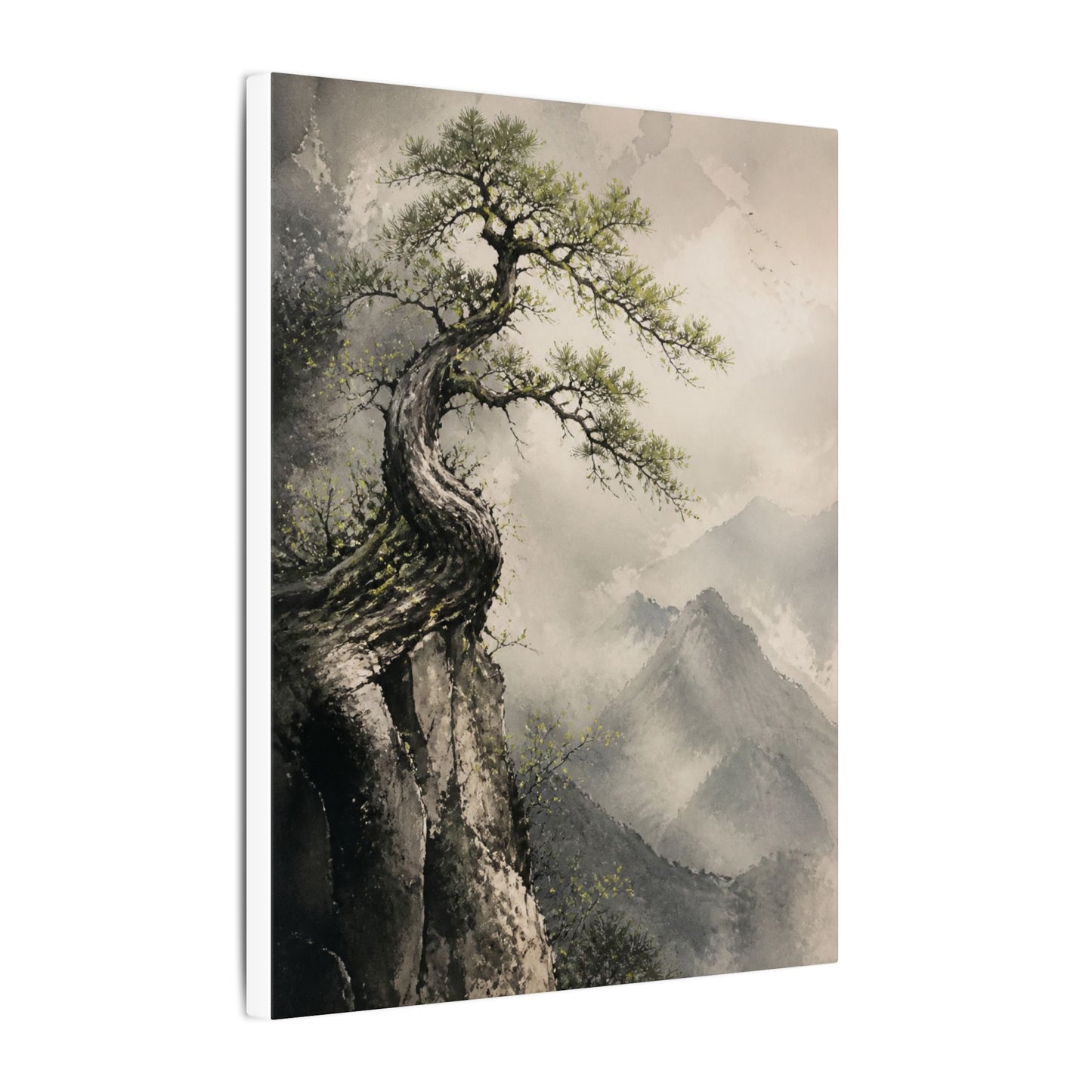 Spring Pine Tree Watercolor Canvas Art | Warm Decor