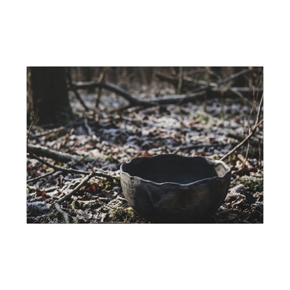 Dappled Ceramic Bowl Canvas Art - Dark Japandi Kanso