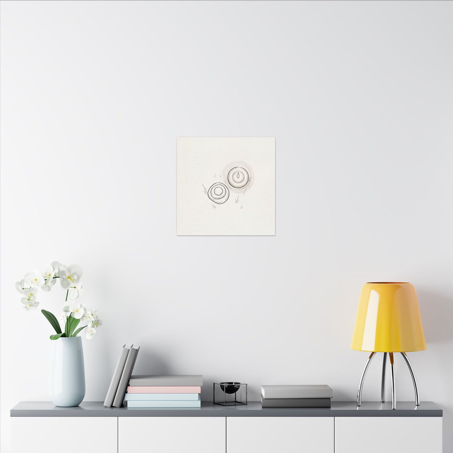 River Stones Canvas Art | Winter Japandi Minimal Line Art