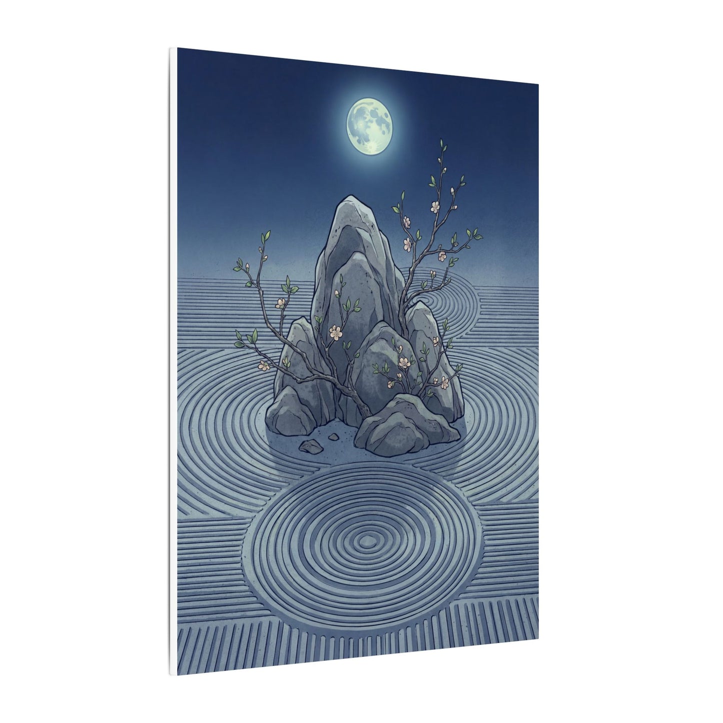 Spring Rock Garden Ukiyo E Inspired Canvas Art | Tranquil Decor