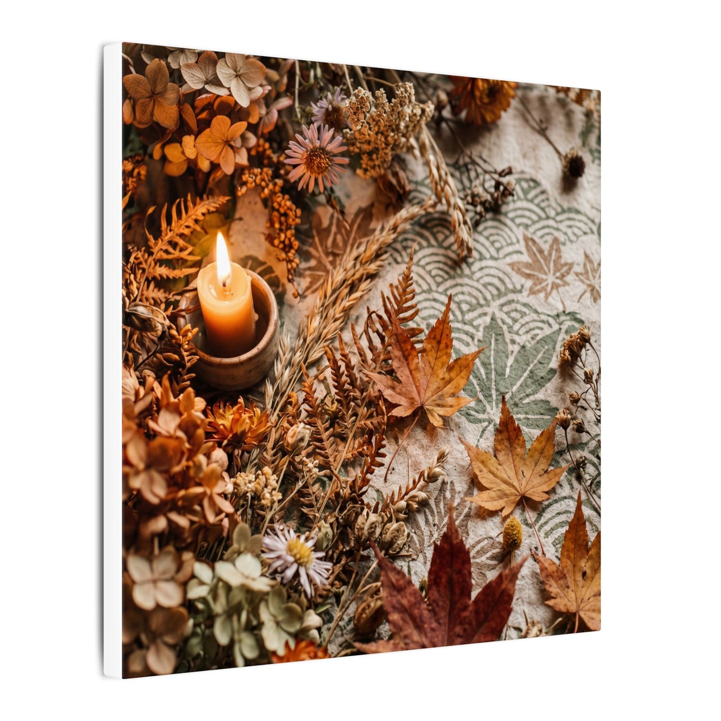 Candlelight Dried Flowers Canvas Art - Japandi Seijaku