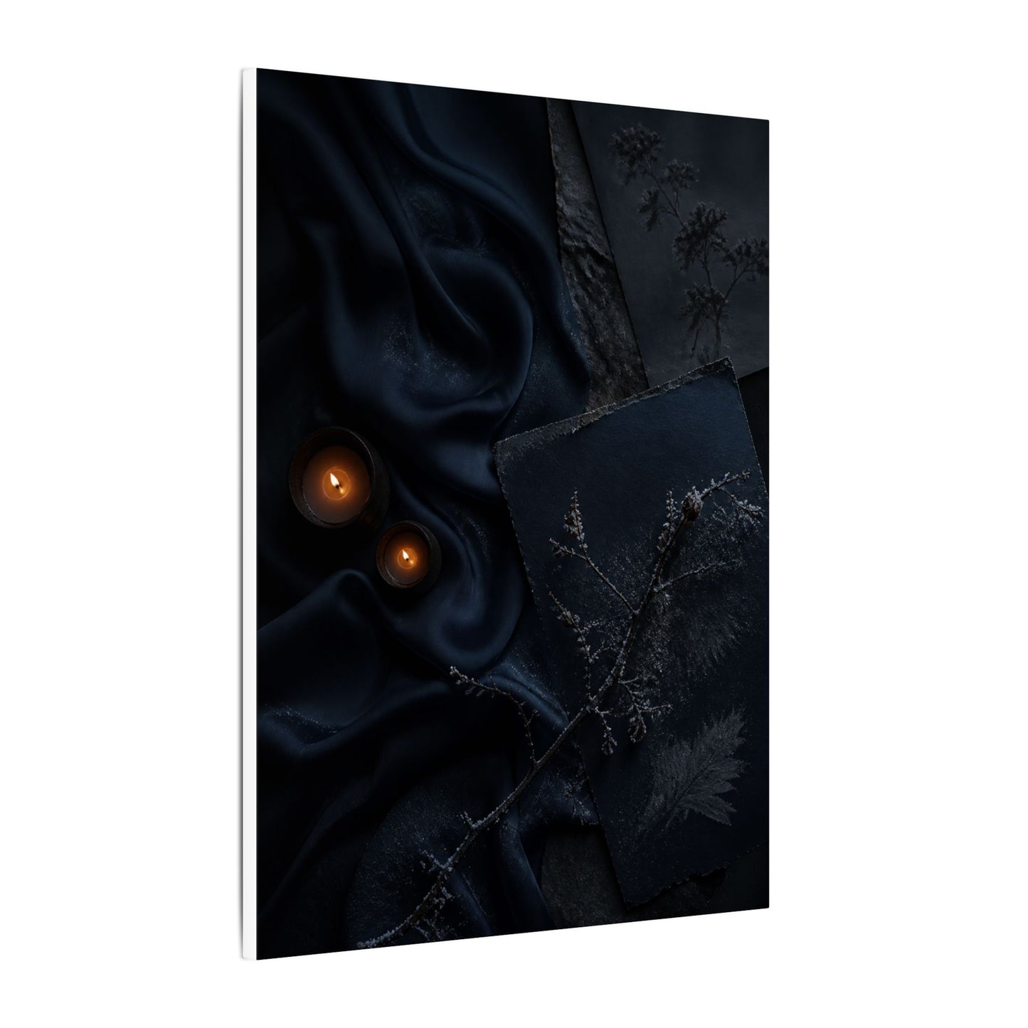 Candlelight Silk Drape Canvas Art - Dark Japandi Kanso