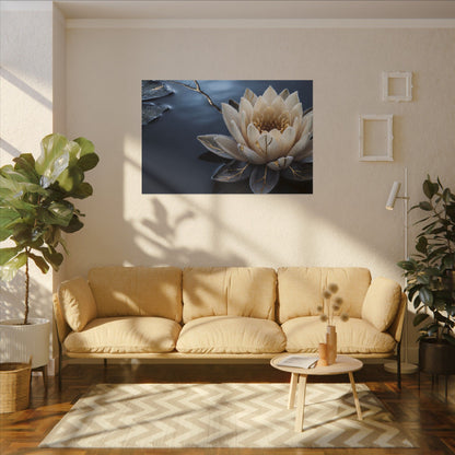 Beautiful Lotus Flower Canvas Art - Gold Vein Kintsugi