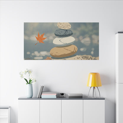 Warm River Stones Canvas Art - Japanese Pattern Japandi