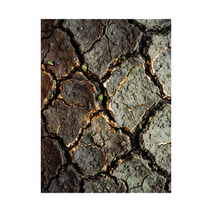 Cracked Earth Japanese Pattern Wall Art Print | Elegant Japandi Art