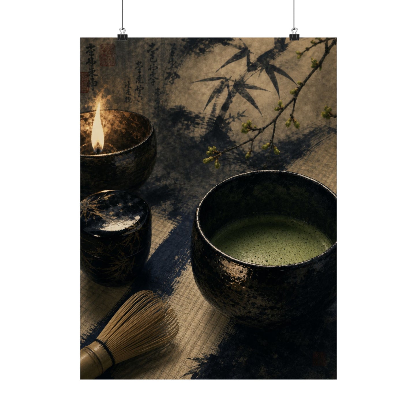 Tea Ceremony Sumi E Wall Art Print | Contemplative Zen Art