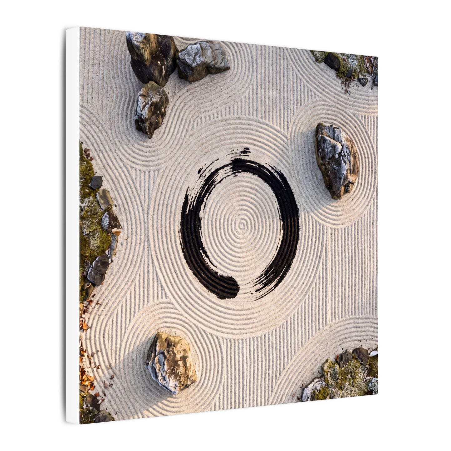 Rock Garden Canvas Art | Winter Zen Enso Art