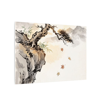Peaceful Pine Tree Canvas Art - Sumi E Zen
