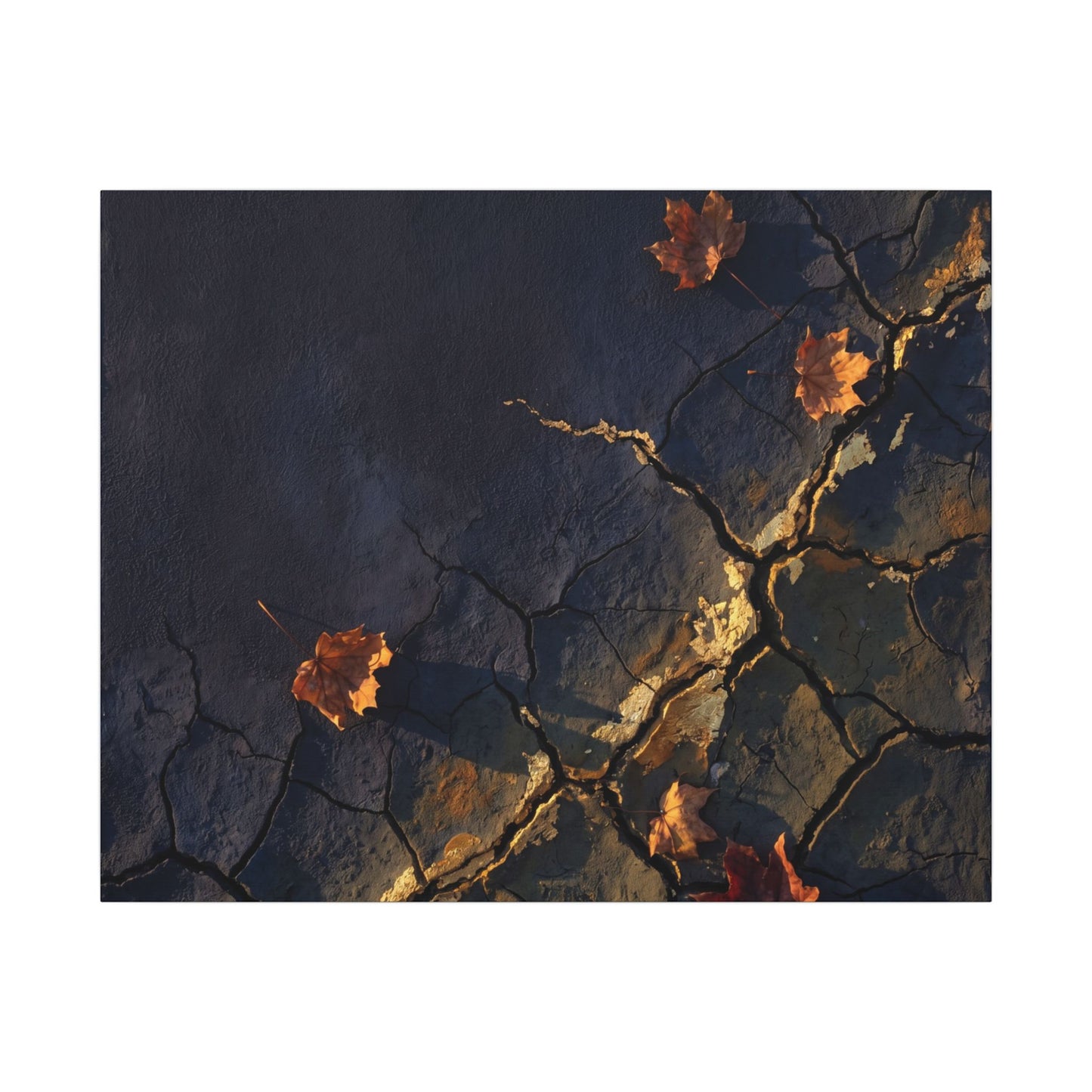 Cracked Earth Canvas Art | Autumn Dark Japandi Dark Texture Art