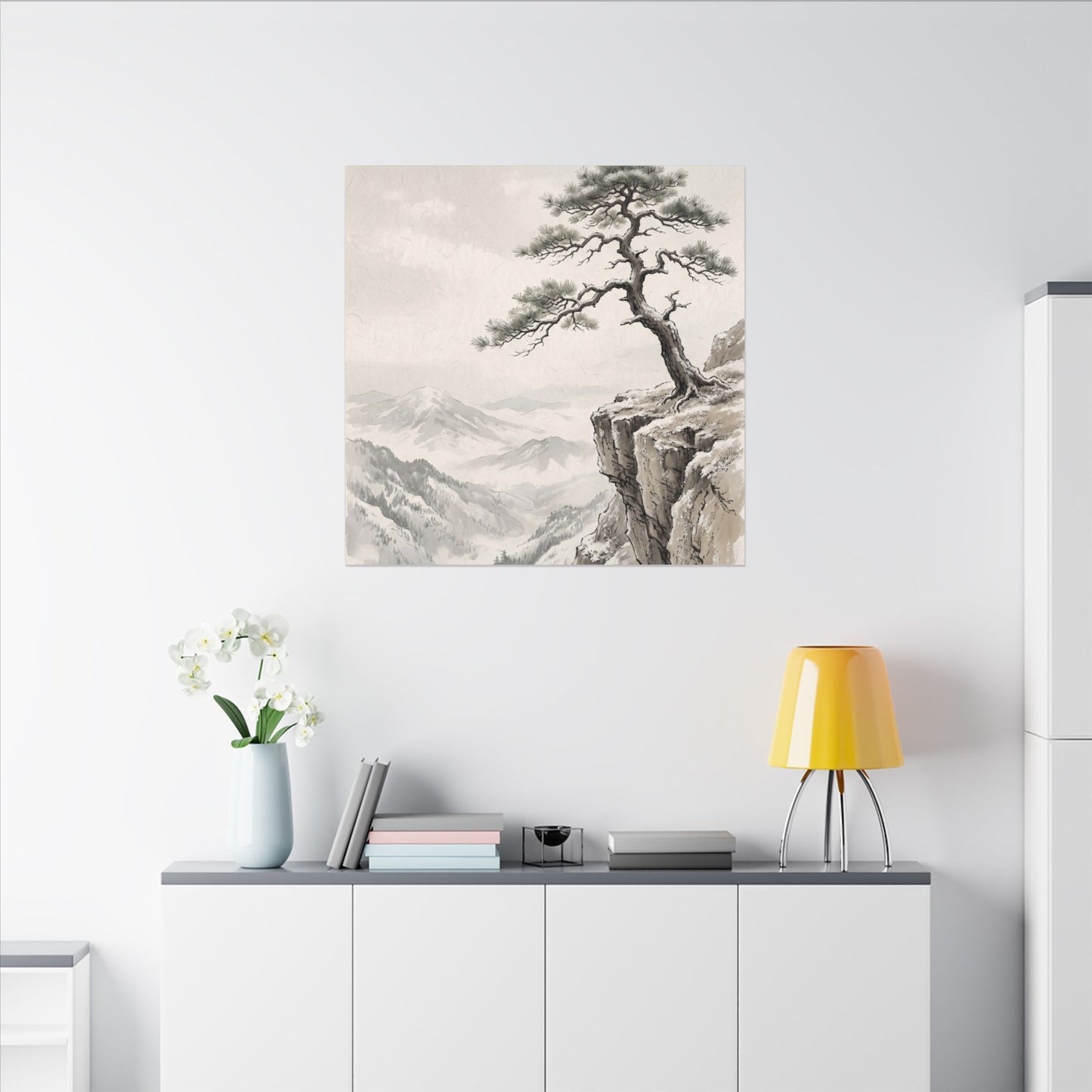 Seijaku Pine Tree Canvas Art - Japandi Japanese Pattern