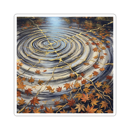 Water Ripple Gold Repair Sticker | Healing Kintsugi Art Art Print