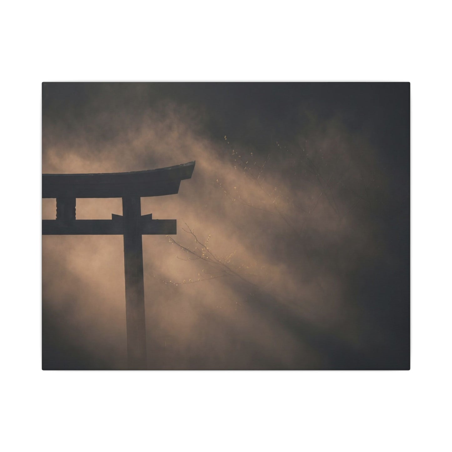 Torii Gate Shadow Zen Canvas Art | Bold Dark Japandi Art