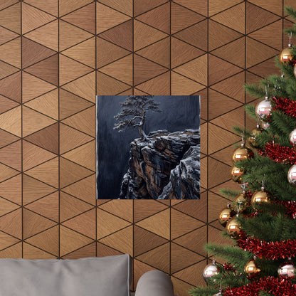 Sophisticated Pine Tree Wall Art Print - Dark Texture Dark Japandi