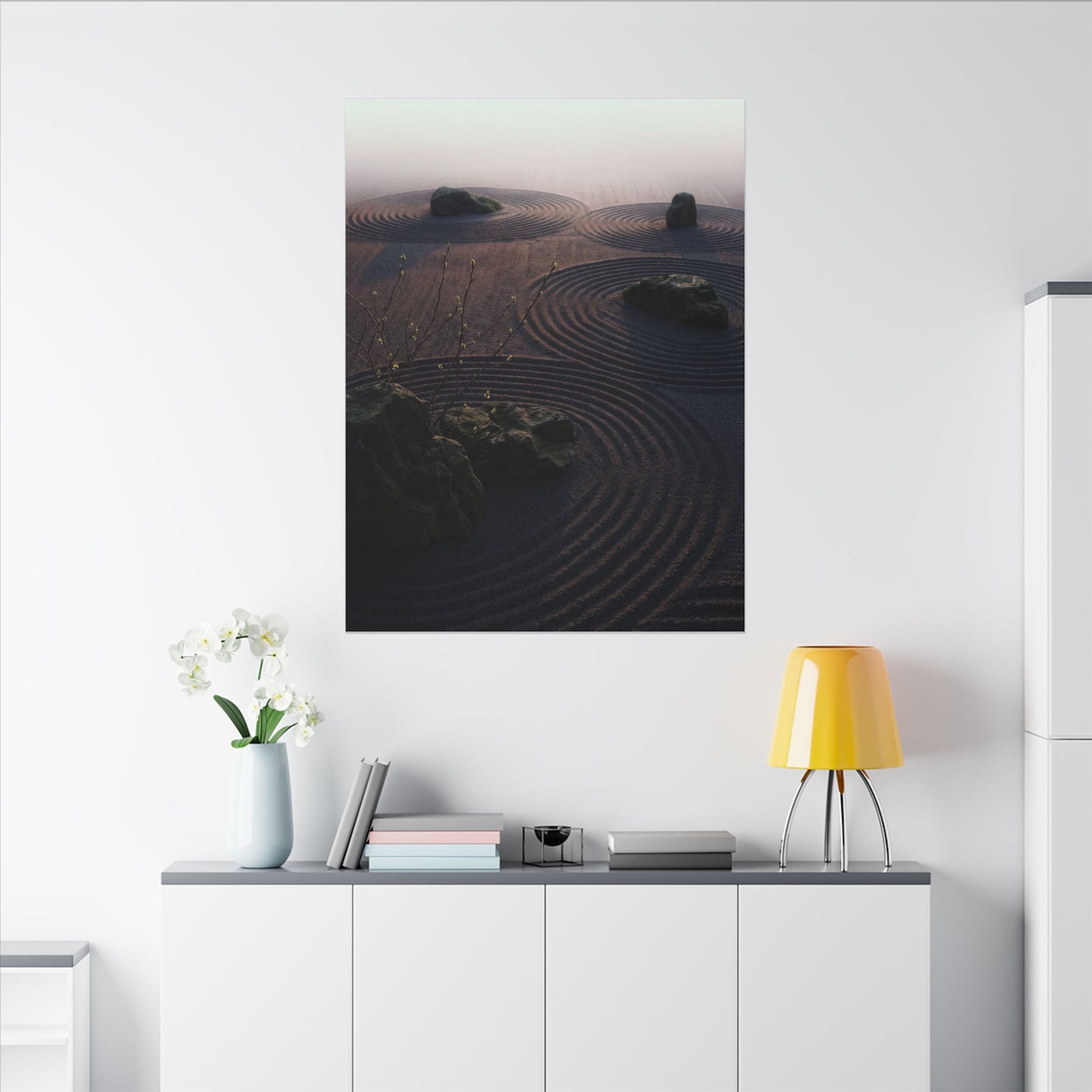 Spring Rock Garden Shadow Zen Canvas Art | Luxurious Decor