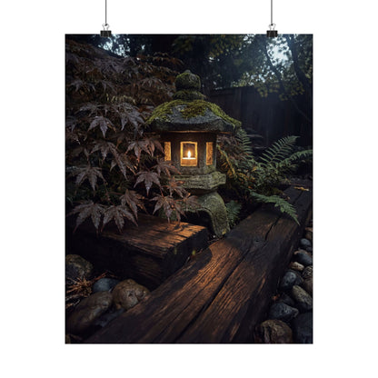 Moonlit Garden Summer Wall Art Print | Dark Japandi Sophisticated Design Art Print