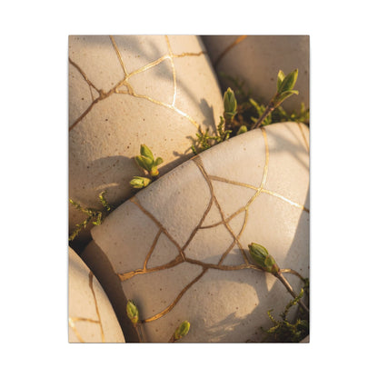 Spring Broken Pottery Gold Vein Canvas Art | Beautiful Decor