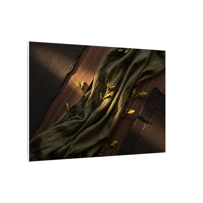 Silk Drape Canvas Art | Spring Dark Japandi Dark Texture Art