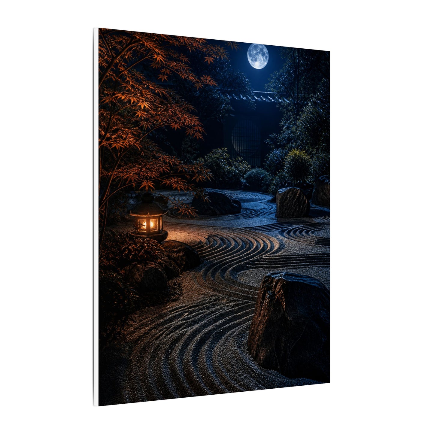 Summer Rock Garden Shadow Zen Canvas Art | Moody Decor