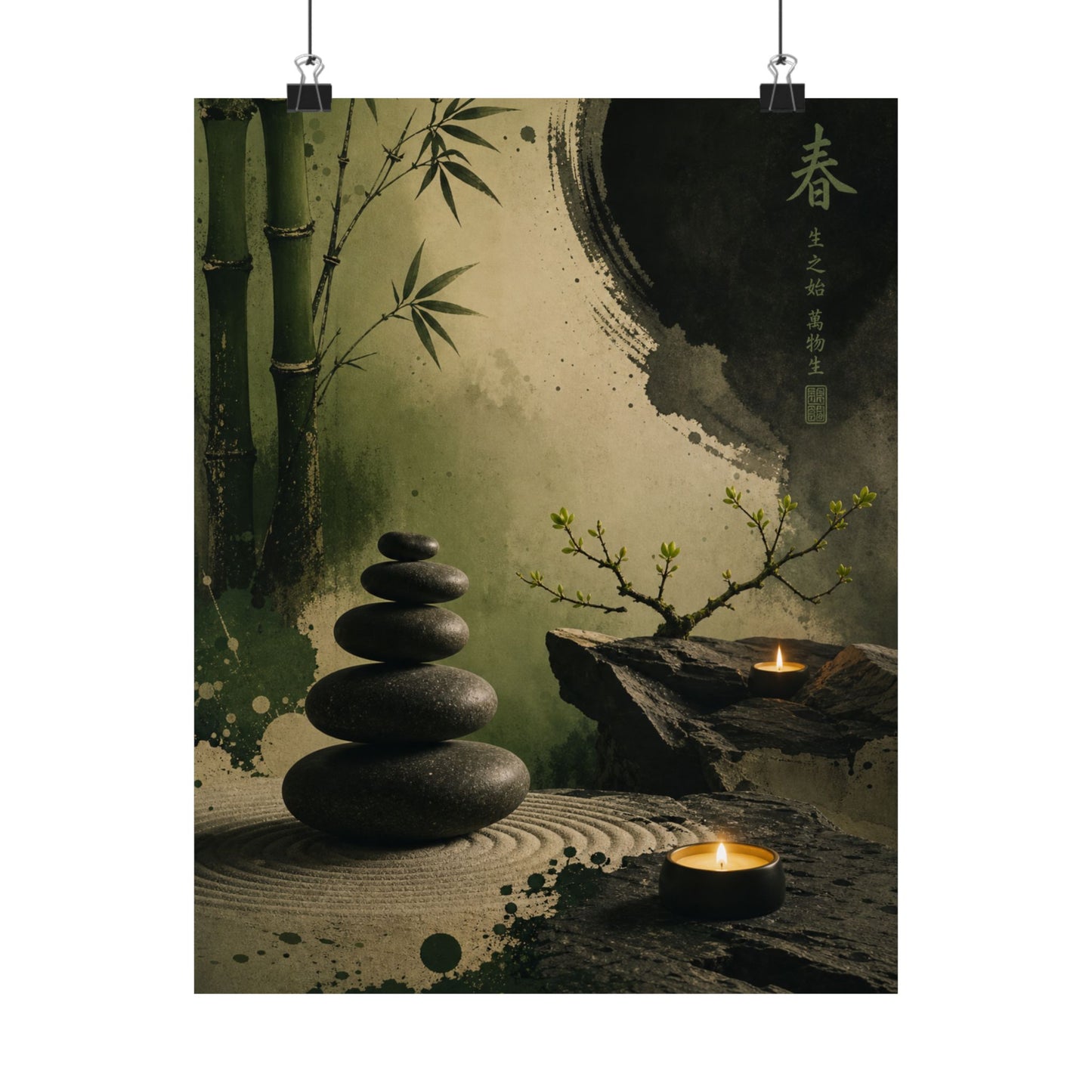 River Stones Spring Wall Art Print | Zen Calm Design