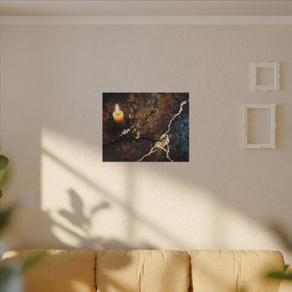 Kintsugi Rust Patina in Candlelight | Gold Repair Canvas Art