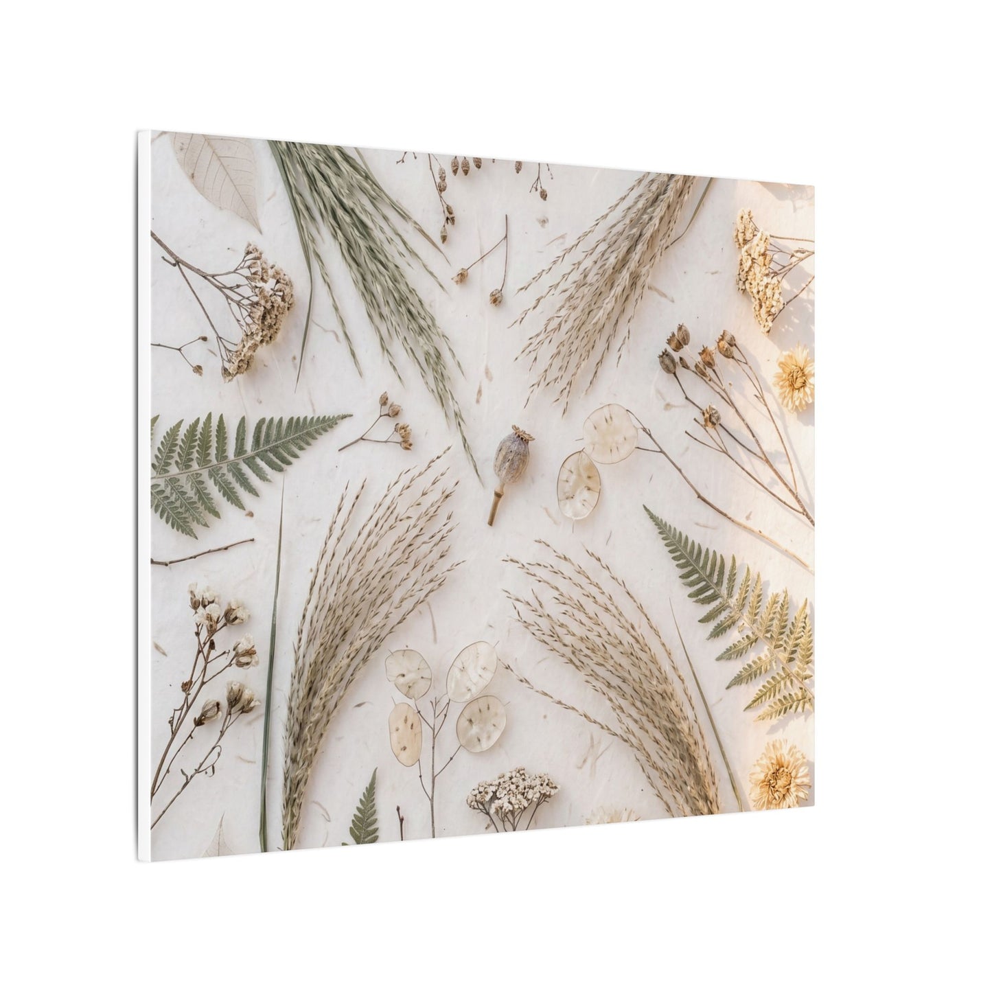 Elegant Dried Flowers Canvas Art - Japanese Pattern Japandi