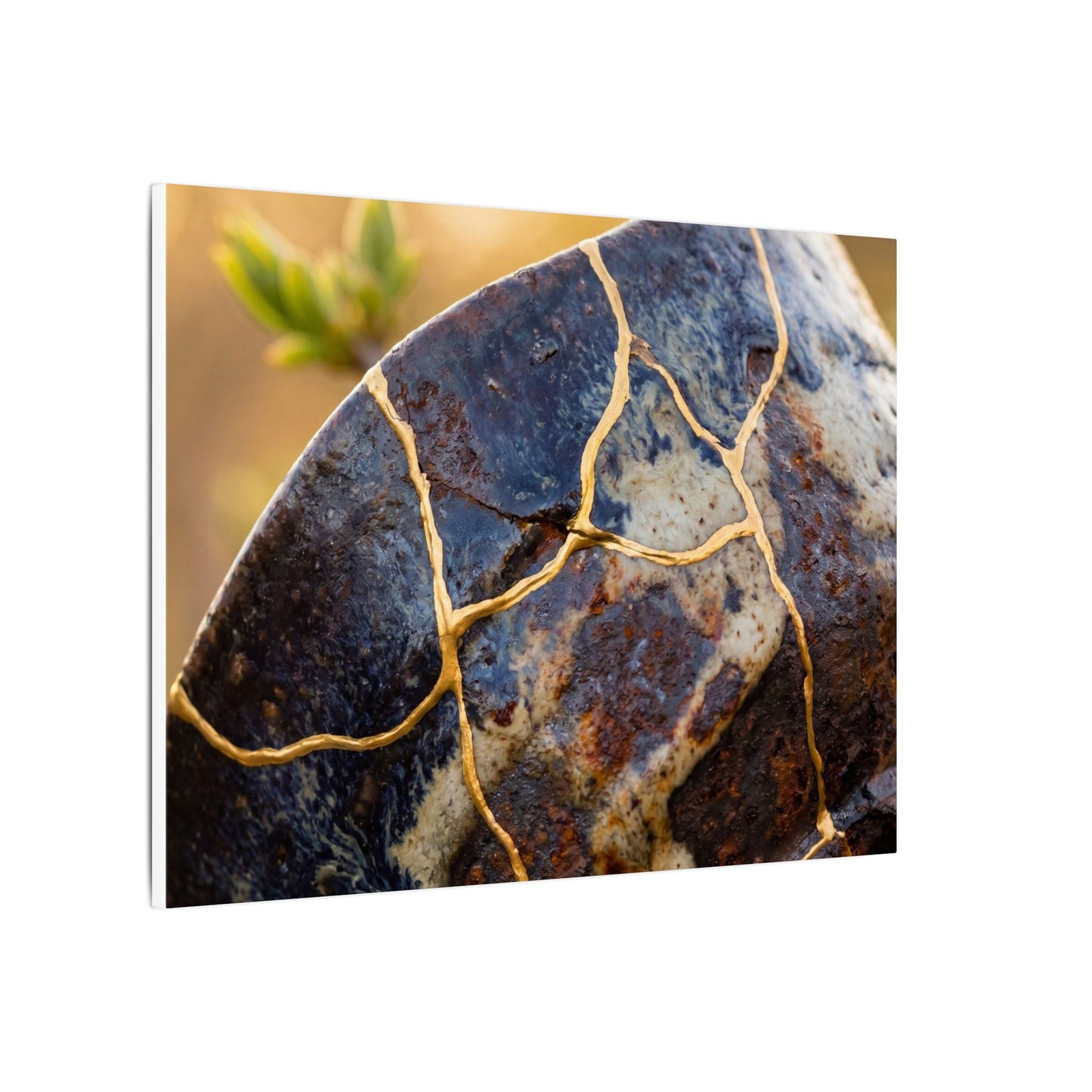Fukinsei Rust Patina Canvas Art - Kintsugi Gold Repair