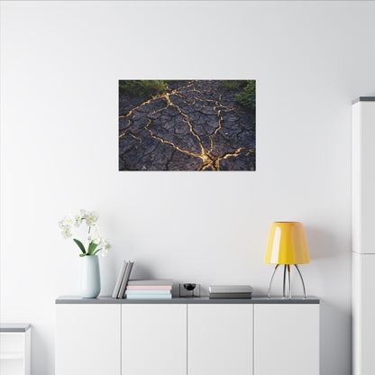 Cracked Earth Canvas Art | Summer Kintsugi Crackle Gold Art