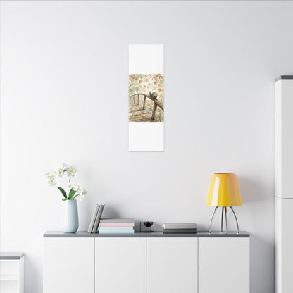 Wooden Bridge Canvas Art | Autumn Japandi Watercolor Art