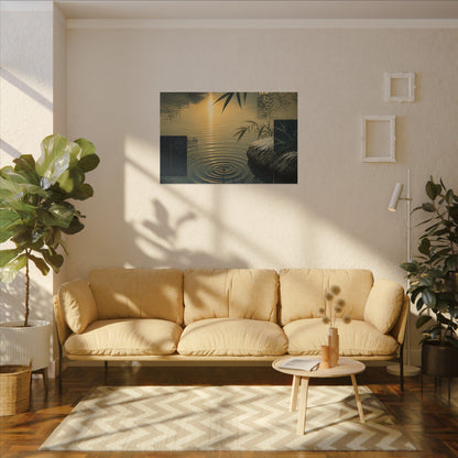 Zen Water Ripple in Golden Hour | Ukiyo E Inspired Canvas Art