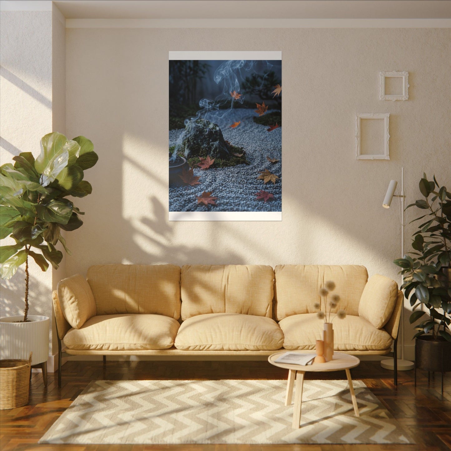 Autumn Incense Smoke Karesansui Canvas Art | Calm Decor