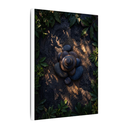 Ma River Stones Canvas Art - Dark Japandi Dark Texture