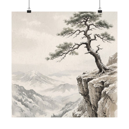 Pine Tree Wall Art Print | Winter Japandi Japanese Pattern Art
