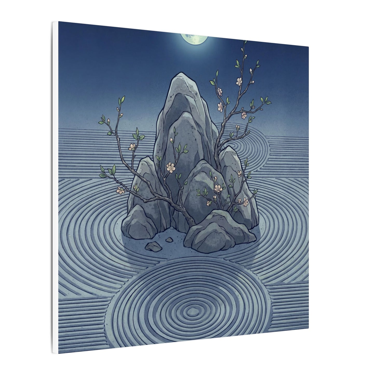 Spring Rock Garden Ukiyo E Inspired Canvas Art | Tranquil Decor
