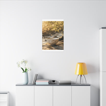 Neutral Ceramic Bowl Canvas Art - Japanese Pattern Japandi