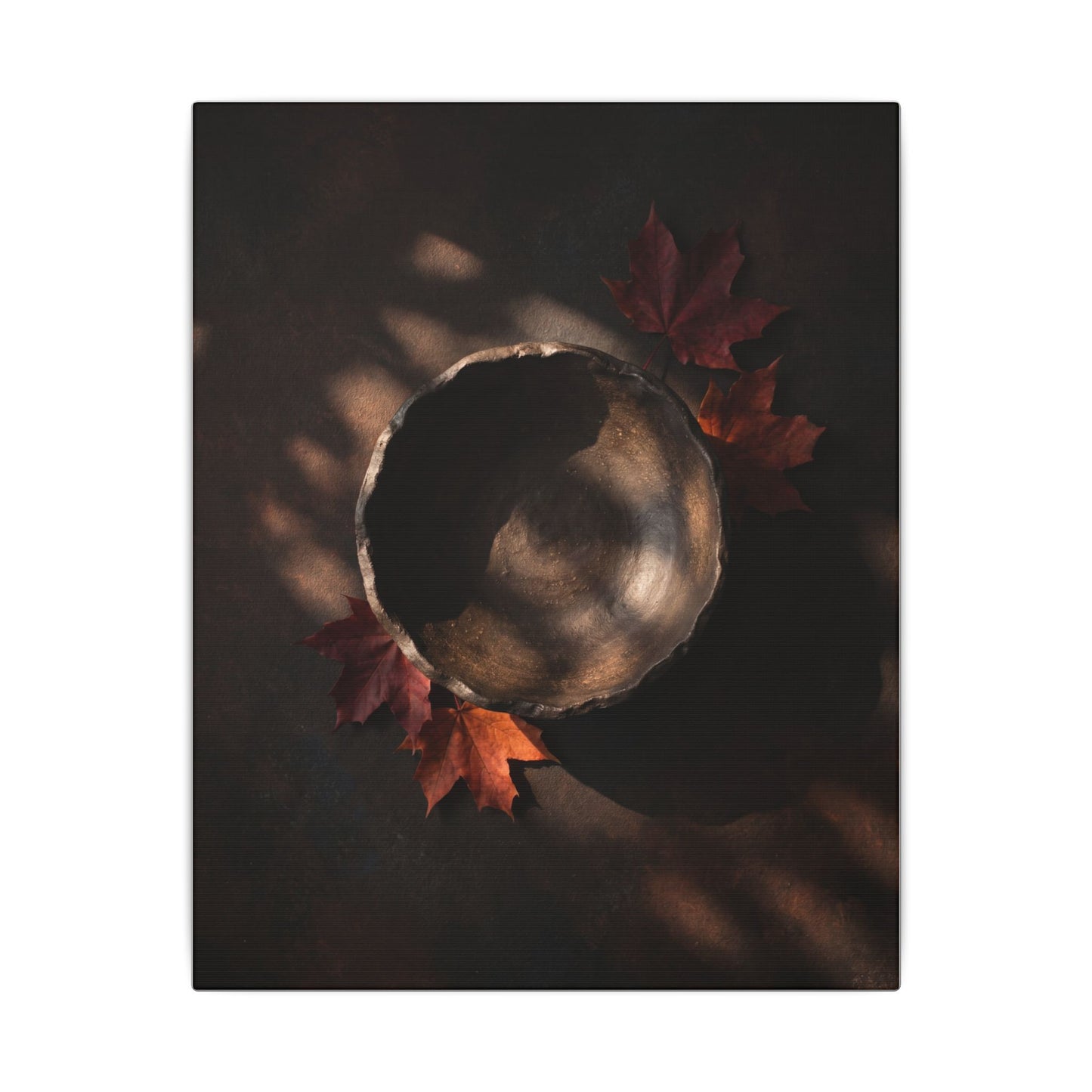 Ceramic Bowl Canvas Art | Autumn Dark Japandi Dark Texture Art
