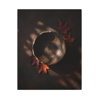 Ceramic Bowl Canvas Art | Autumn Dark Japandi Dark Texture Art