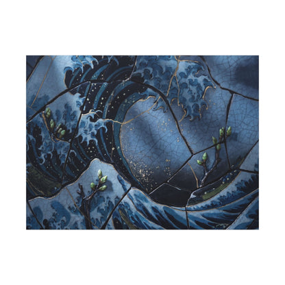 Ocean Wave Spring Canvas Art | Kintsugi Artful Design