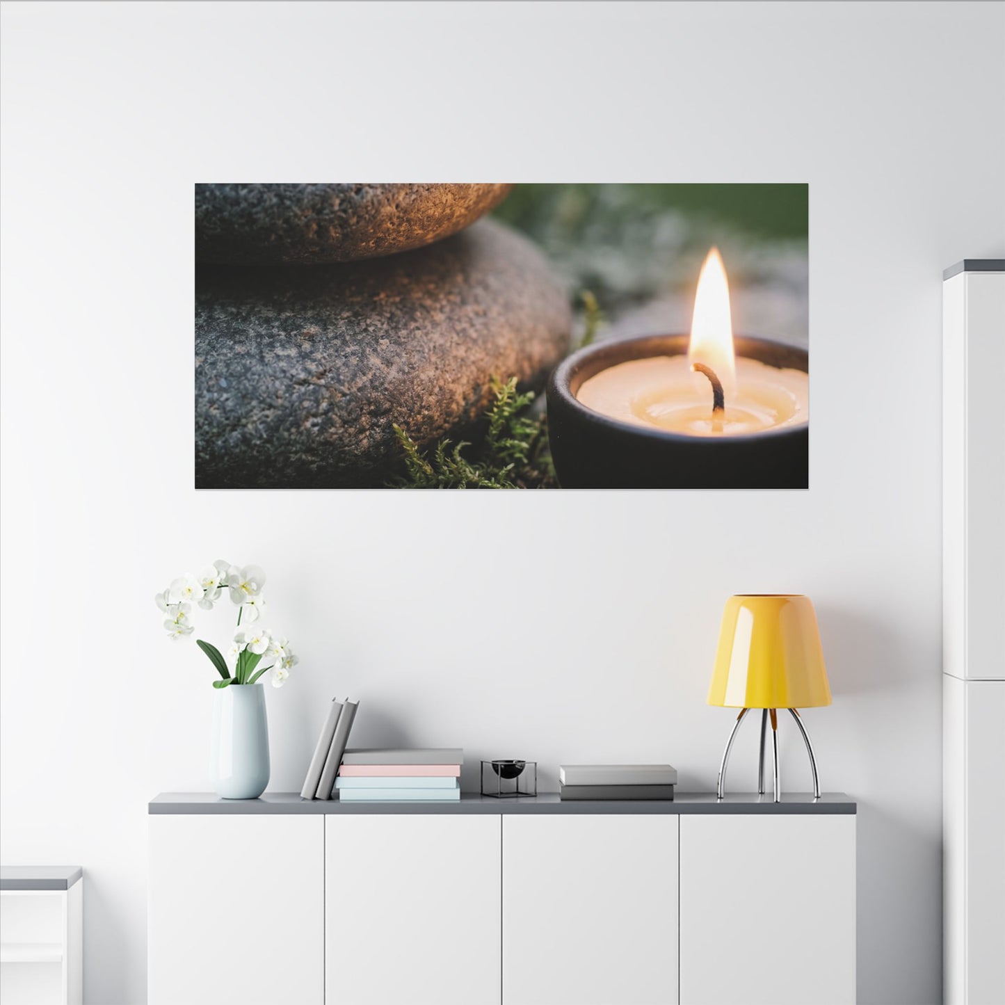 Warm River Stones Canvas Art - Japanese Pattern Japandi