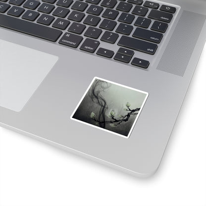Incense Smoke Charcoal Ink Sticker | Moody Dark Japandi Art