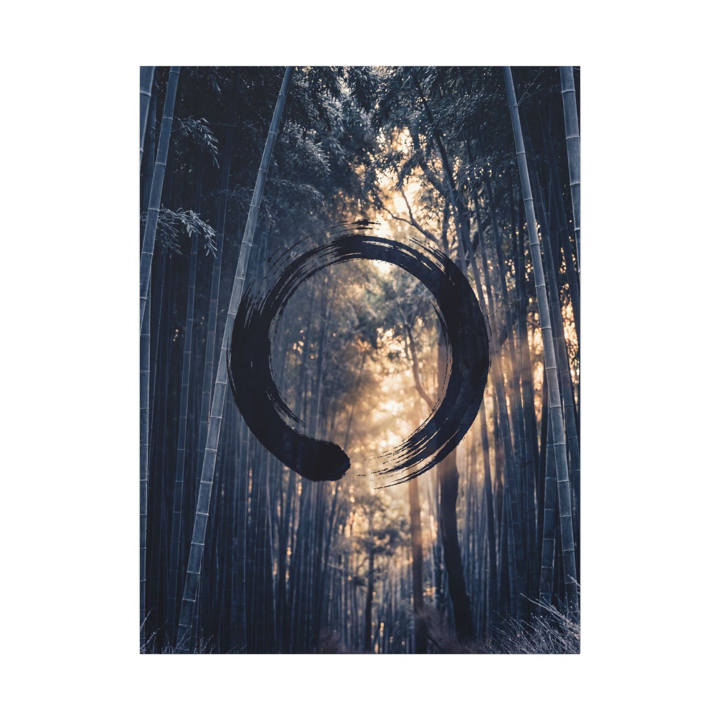 Bamboo Grove Canvas Art | Winter Zen Enso Art