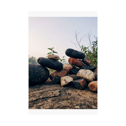 River Stones Spring Wall Art Print | Kintsugi Resilient Design