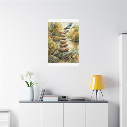 River Stones Summer Canvas Art | Japandi Cozy Design
