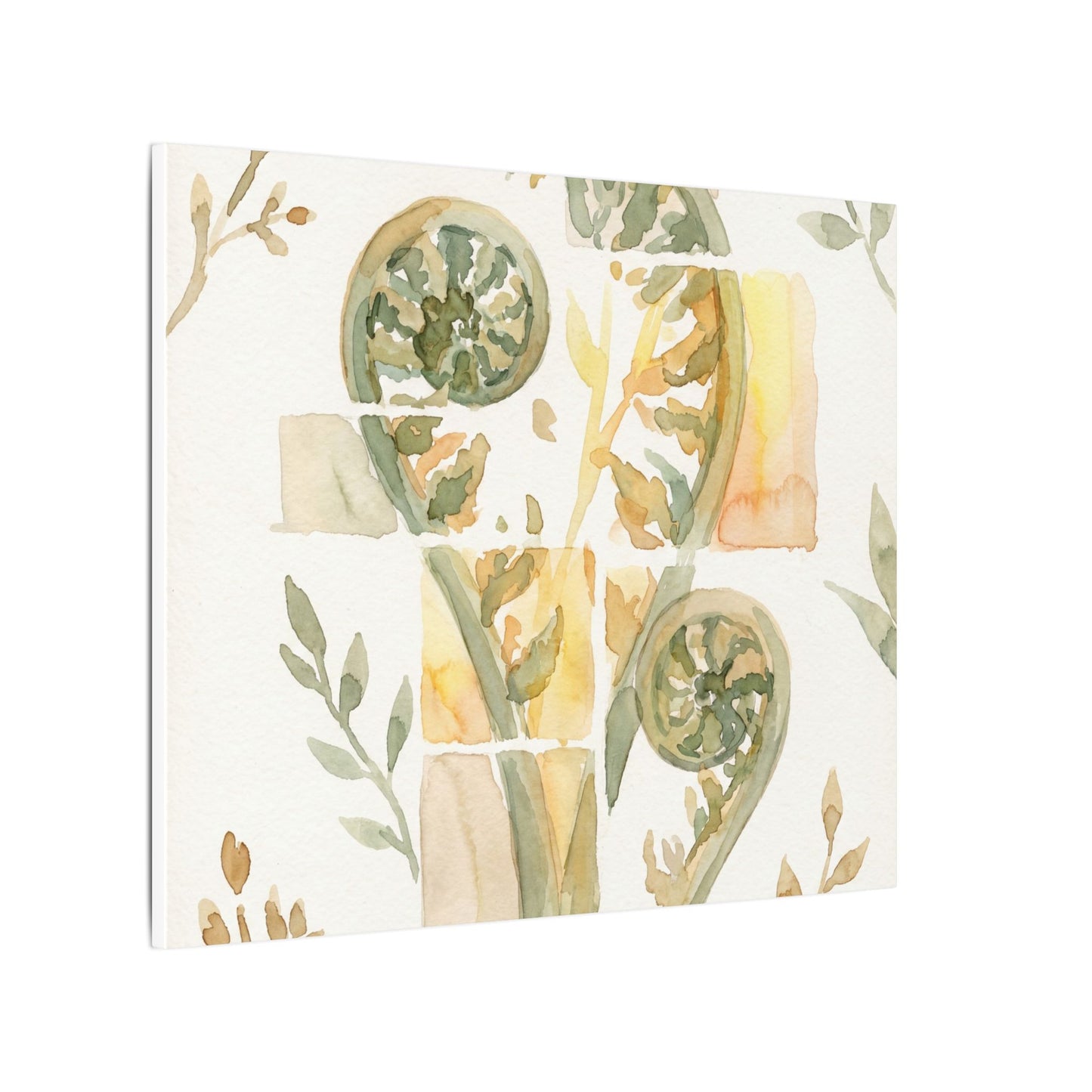 Earthy Fern Unfurling Canvas Art - Watercolor Japandi