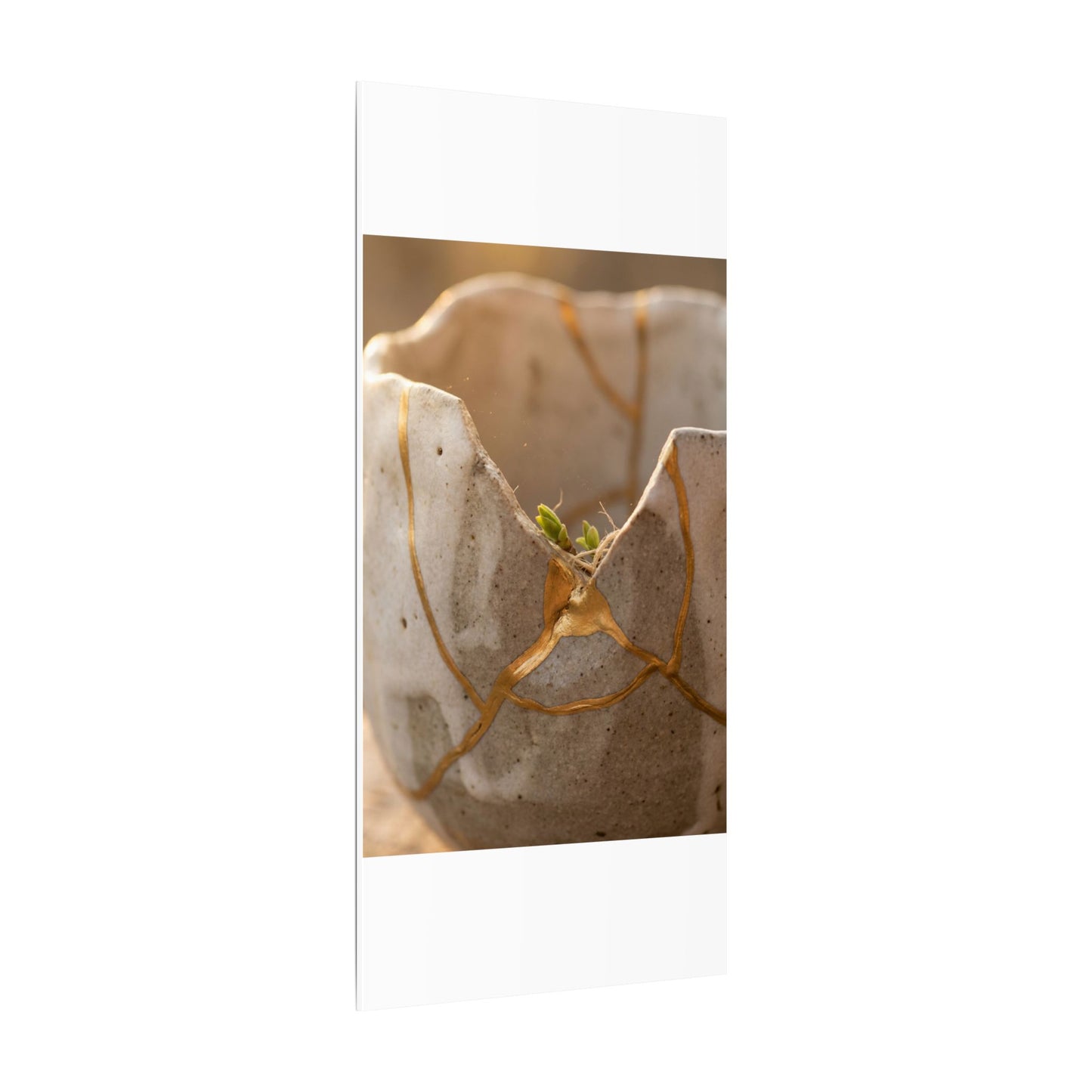Golden Hour Broken Pottery Canvas Art - Japandi Kanso