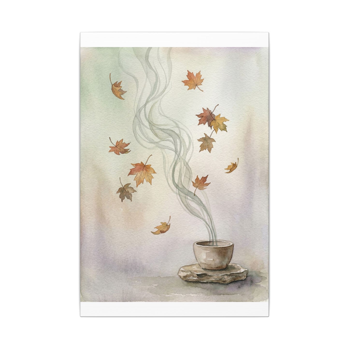 Incense Smoke Canvas Art | Autumn Japandi Watercolor Art