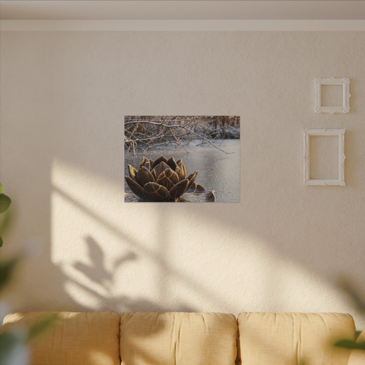 Lotus Flower Gold Repair Canvas Art | Beautiful Kintsugi Art